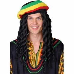 Wicked Mens Rasta Man Wig With Hat