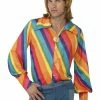 Smiffys 70's Shirt, Rainbow