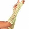 Leg Avenue Triangle Net Fingerless Gloves, Neon Green