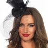 Leg Avenue Leg Ave, Mini Glitter Top Hat With Veil, Black