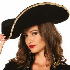 Leg Avenue Pirate Hat With Gold Trim