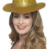 Smiffys Glitter Cowboy Hat, Gold