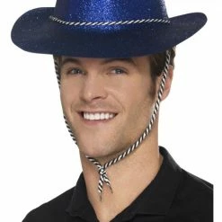 Smiffys Glitter Cowboy Hat, Blue