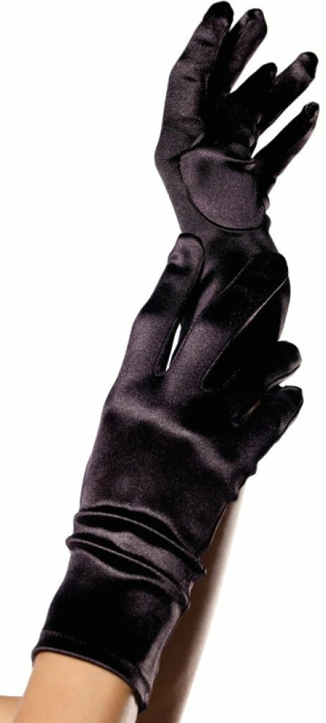 Leg Avenue Gloves, Satin Wrist, Black
