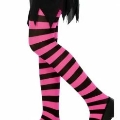 Smiffys Halloween Hosiery Childs Tights, Back & Fuchsia