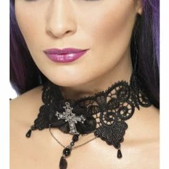 Smiffys Gothic Lace Choker Halloween Accessories