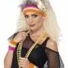Smiffys Sweatbands Multi Col. Neon 1980's & 90's