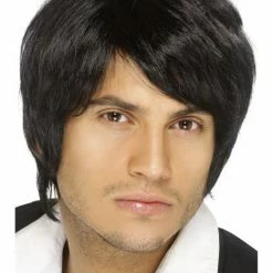 Smiffys 90s Boy Band Wig, Black Mens
