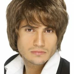 Smiffys 90's Boy Band Wig, Brown
