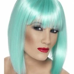 Smiffys Glam Wig, Neon Aqua Womens