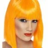 Smiffys Glam Wig, Neon Orange