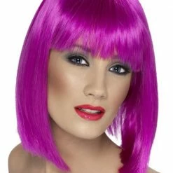 Smiffys Glam Wig, Neon Purple