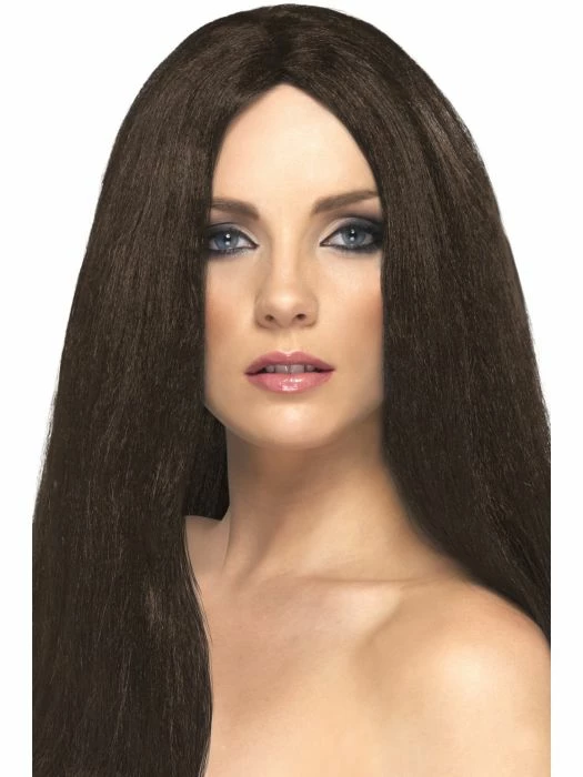 Smiffys Star Style Wig, Brown Womens