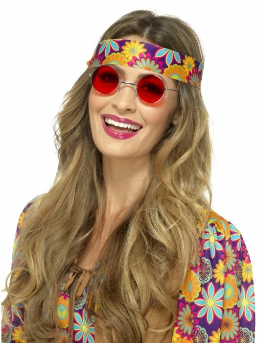 Smiffys 1960's & 70's Hippy Specs, Red