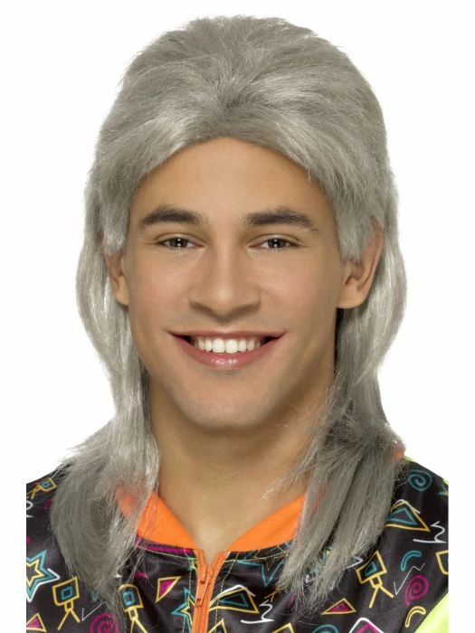 Smiffys 80's Mullet Wig Grey