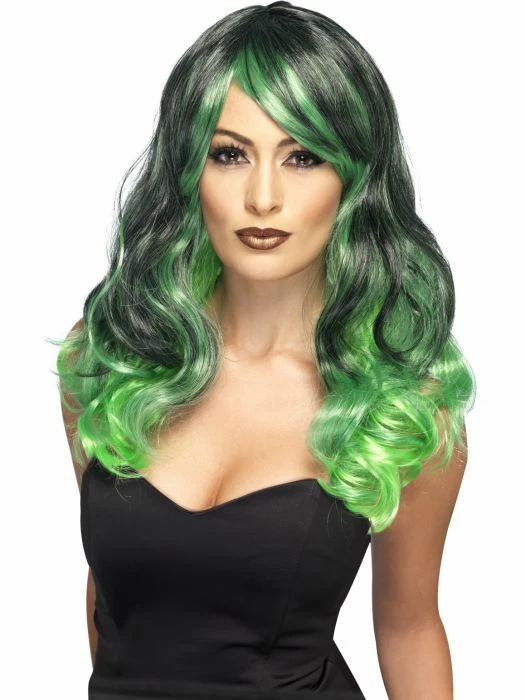Smiffys Ombre Wig, Green & Black Womens