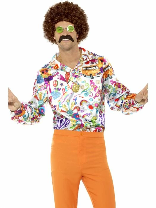 Smiffys 60's Shirt Multi Coloured Male Costumes