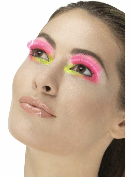 Smiffys 1980's & 90's Eyelashes, Neon Pink 80's