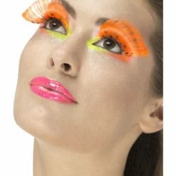 Smiffys 1980's & 90's Eyelashes, Polka Dot Neon Orange