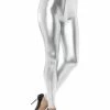 Smiffys 80's Metallic Leggings, Silver 1980's & 90's