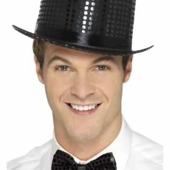 Smiffys Sequin Top Hat, Black
