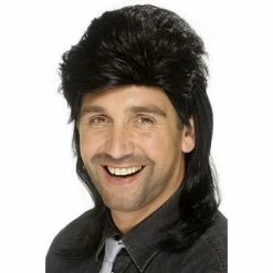 Smiffys 80's, Mullet Wig, Black Mens