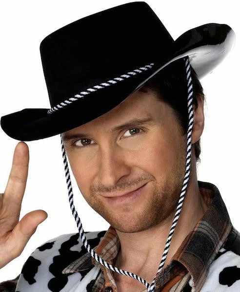 Smiffys Cowboy Hat Flocked, Black