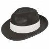 Wicked Black Felt Gangster Hat W/ White Band 1940's & 50's