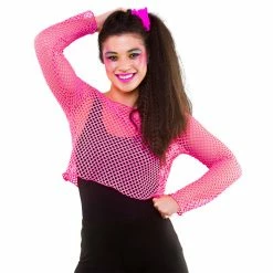 Wicked 80's Fishnet Top, Neon Pink