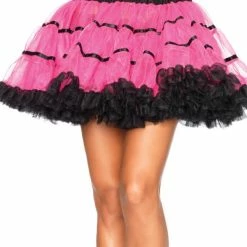 Leg Avenue Tu Tu's Layered Satin Petticoat, Pink & Black