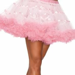 Leg Avenue Layered Satin Petticoat, White & Pink