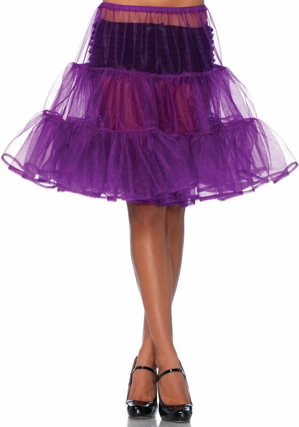 Leg Avenue Shimmer, Knee Length Petticoat, Purple