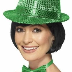 Smiffys Sequin Trilby Hat, Green