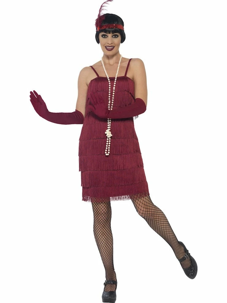 Smiffys Female Costumes Flapper, Burgundy