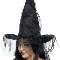 Smiffys Witch Hat With Netting Halloween Hats