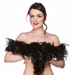 Wicked 1920's & 30's Feather Boa - Black/Silver