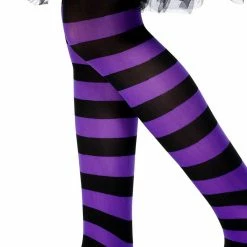 Smiffys Childs Tights, Purple & Black