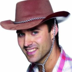 Smiffys Cowboy Hat Flocked, Brown