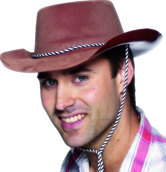 Smiffys Cowboy Hat Flocked, Brown