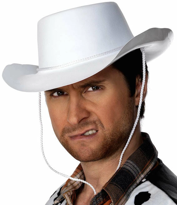 Smiffys Cowboy Hat Flocked, White