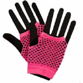 Wicked 80's Net Gloves, Neon Pink 1980's & 90's
