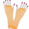 Wicked 1980's & 90's 80's Net Gloves Neon Orange Long
