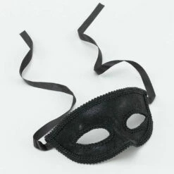 Bristol Masquerade Eye Mask Ribbon Tie, Black