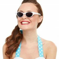 Smiffys 50's Sunglasses, White 1940's & 50's