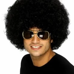 Smiffys Mens Afro Funky, Black