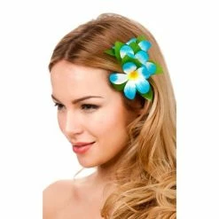 Wicked Hawaii Flower Hair Clip, Sky Blue Hawaiian