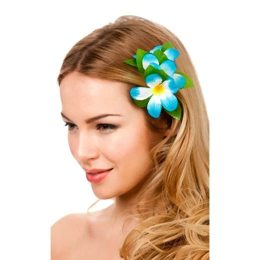 Wicked Hawaii Flower Hair Clip, Sky Blue Hawaiian