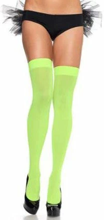 Leg Avenue Nylon Thigh Highs, Neon Green Hoisery