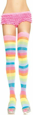 Leg Avenue Thigh Highs, Neon Rainbow Hoisery