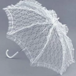 Bristol Boas, Fans & Parasols Parasol, White Lace